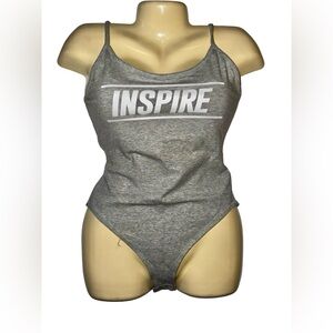 Forever 21 Gray "INSPIRE" Scoop Neck Bodysuit